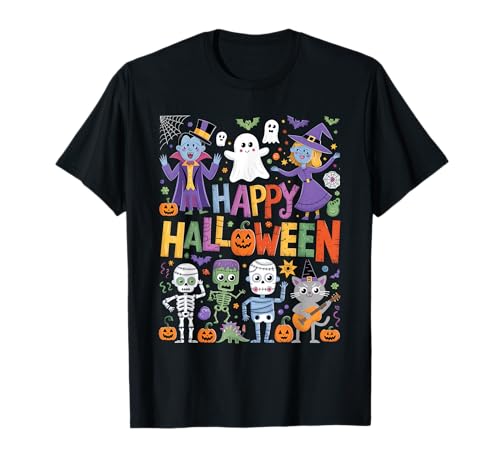 Happy Halloween Scary Spooky Season Retro Boys Girls Kids Camiseta