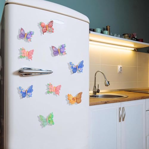 Image of 9PCS Cute Butterfly Fridge Magnets, Stylish Refrigerator Accessories for Kitchen, Office, Home Decor, Cartoon Flower Pot Design with Strong Hold, Mini Vase Magnets for Gift