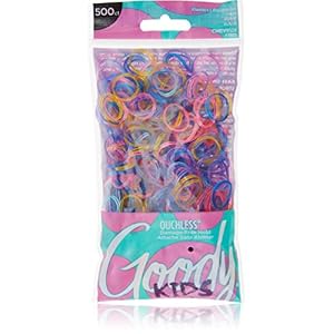 Goody Kids Ouchless Polyband Hair Ties, 500 Ct, Assorted Colors (Glitter), Latex Elastic Bands, Easy Glide, Ultra-Strong Hold Accessories for Girls & Boys, Secure Hold Ridge Design, All Hair Types