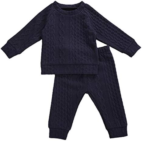Toddler Baby Girls Boys Twist Knit Sweater Shirt Top and Pants Cotton Warm Clothes Winter (12-18 Months, Black)