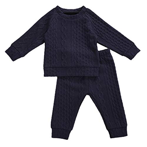 Toddler Baby Girls Boys Twist Knit Sweater Shirt Top and Pants Cotton Warm Clothes Winter (2-3 Years, Black)