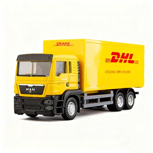 Image of BDTCTK Compatible For Dhl Container Truck Car Model Toy Cars, Zinc Alloy Die-Cast Vehicles Kid Toys For Boy Girl Gift, Yellow