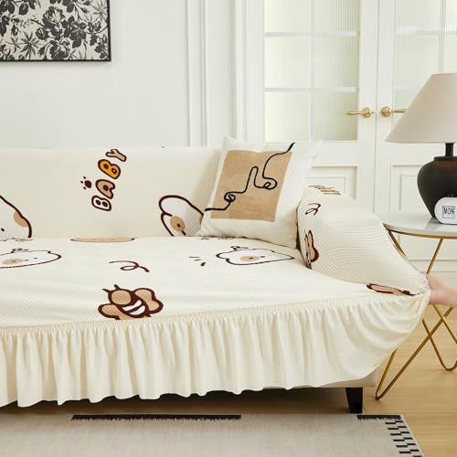 Housse de canapé universelle extensible 2 places lavable imprimée - 6