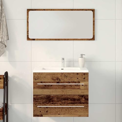WRJENFSC - Mueble de baño, aspecto madera envejecida, 60 x 38,5 x 48 cm, robusto, con asas, diseño moderno, para baño, invitados, WC y pasillo