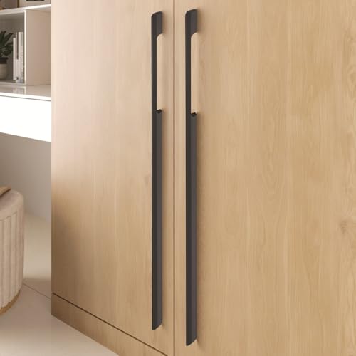 Image of LAPO 2 Piece Handle for Cabinet Wardrobe, 36 inch Long Pull Handle with Comfy Grip, Aluminum Handle for Kitchen, Bedroom, Office, Cabinet Wardrobe with Screws (Black, 910mm (36 inch) M-FB