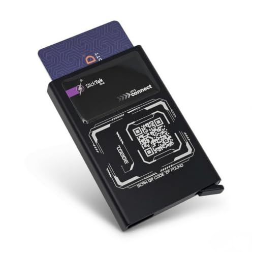 Image of Zip-Tap NFC Digital Contact Sharing Wallet Black Metal Laser Engraved Cyberpunk Design with Software RFID Blocking Aluminum Slim Front Pocket (Utopia)