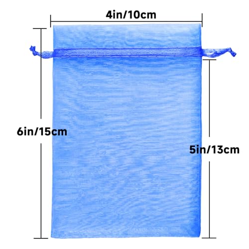 Image of joycraft 50Pcs Royal Blue Organza Bags - 2.7x3.5 In Jewelry Mesh Pouch with Drawstring, Small Sheer Party Favor Bags for Small Business, Birthday, Wedding, Baby Shower