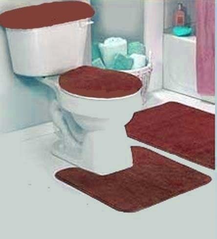 Burgundy Bathroom Rug Set 4 Pc