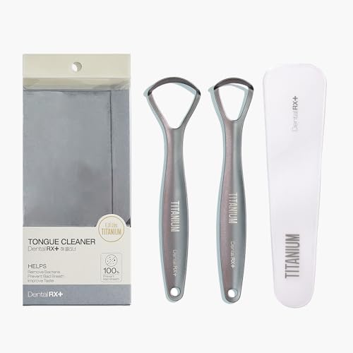 Dental RX+ Pure Titanium Tongue Scrapers For Adults and Kids (2 Pack, Different Size), Titanium Tongue Cleaners, Prevent and Reduce Bad Breath