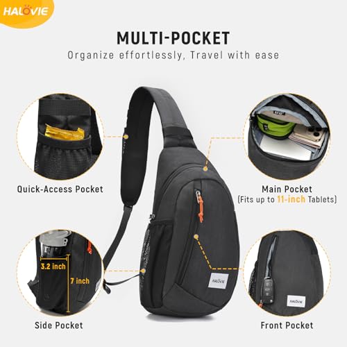 HALOVIE Anti Theft Crossbody Sling Bag RFID Travel Sling Backpack Lightweight Hiking Shoulder Chest Bag for Walking Work3