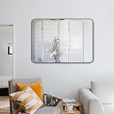 Hochwertige Material: klassische Rechteck Spiegel mit Aluminiumlegierung Rahmen, HD Floatglas Spiegel ohne Schadstoffe, da kann Ihnen eine klare Bild anbieten. Außerdem können die reflektierende Spiegel Ihre Zimmer heller und größer machen