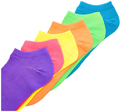 K. Bell Women's 6 Pair Pack Fun Assorted Solid Fashion Novelty Low Cut No Show Socks, Shoe Size: 4-10 #TOP2