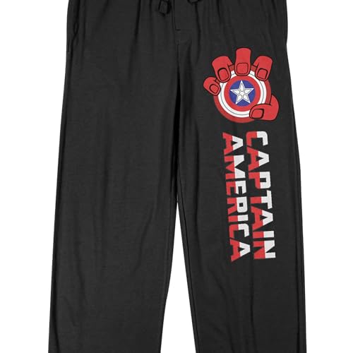 Captain America Brave New World Red Hulk Fist with Shield Adult Black Sleep Pajama Pants2