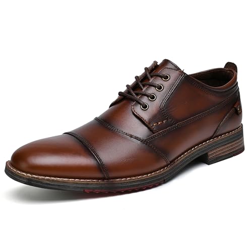 Men's Dress Cap Toe Wingtip Brogue Oxford Leather Formal Shoes for Business and Derby Occasions