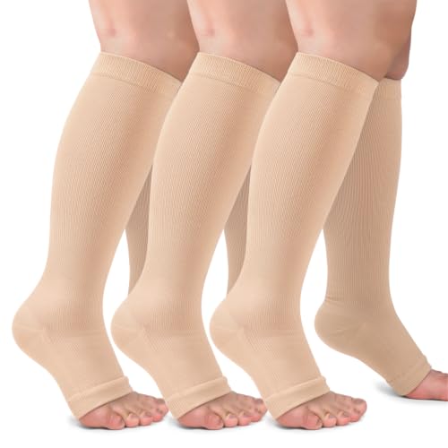 Image of CTHH Toeless Compression Socks for Women & Men Open Toe Knee High Stocking