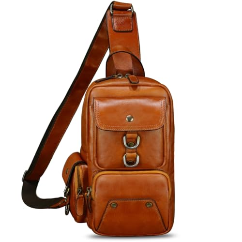 Image of Genuine Leather Sling Bag for Men and Women Full Grain Leather Crossbody Sling Backpack Purse