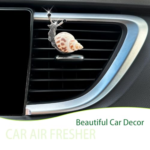 Image of ORIESSE Snail Air Vent Clip Natural Conch Shell Made Car Air Freshener Outlet Clip Cute Animal Car Accessories for Women Refillable Car Diffusers Clips (White Yellow)