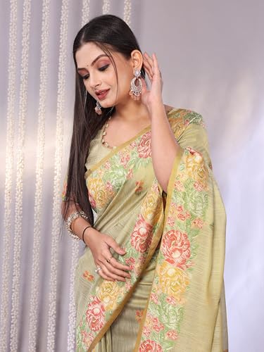 Image of SWORNOF Gold-Toned Woven Design Silk Zari Tissue Saree | Saree for Women | Soft and Skin Friendly