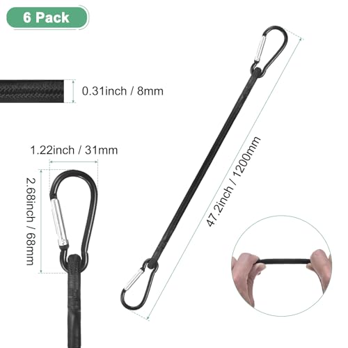 Cuerdas elásticas M METERXITY de 47.2 pulgadas con ganchos de aluminio para lona de camping 4