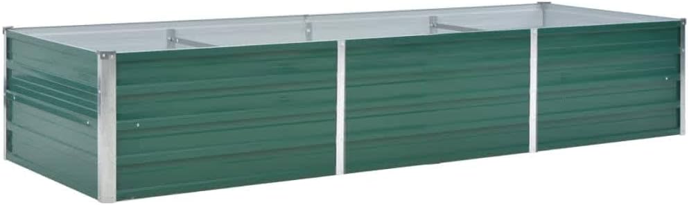 Garden Raised Bed Galvanized Steel 94.5"x31.5"x17.7" Green Lawn Planters