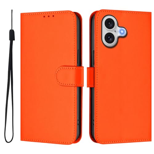 Coque iPhone 2025 6,3 pouces cuir TPU souple LEMAXELERS orange housse antichoc