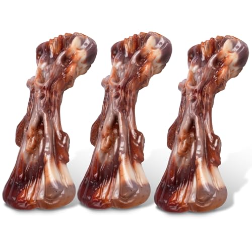 Kseroo P Dog Toys for Aggressive Chewers - 3 Pack Bacon Flavored Indestructible Dog Toy, Tough Durable Chew Bone for Medium Large Breed 25-80lbs to Keep Them Busy Birthday Gift