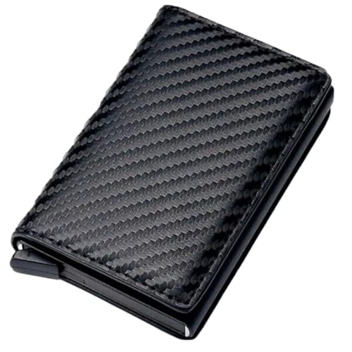 Carteira Futuro Rfid Slim Porta Cartões Antifurto em Couro Sintético Preto 10x6cm com Ejetor Automático