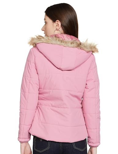 Image of Qube By Fort Collins Women's Regular Fit Bomber Jacket with Detachable Hood - Stylish & Comfortable Winter Wear |Material: Polyester