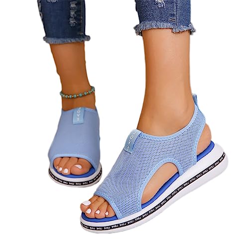 Onsoyours Damen Sandalen Flach - Bequeme Sandaletten Mit Klettverschluss