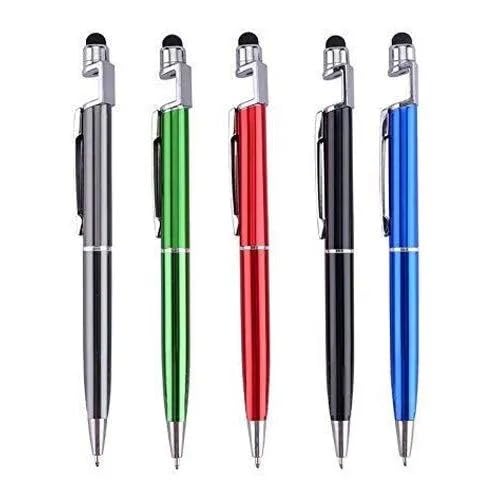 3 in 1 Multifunction Stylus Pen with Mobile Phone Stand - Metal Ballpoint Pen with Touch Screen Tip and Foldable Holder Clip - Stationery Gift for Office School and Smartphone Users Pack of 5-image-8