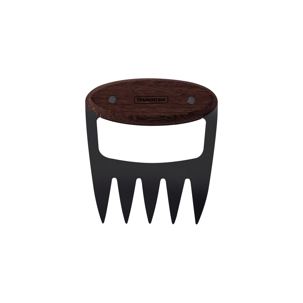 TRAMONTINA - Garra Multiuso Churrasco Black, con Lámina de Acero Inoxidable Oscurecido, Mango de Madera, Cubierto para Desmechar Carne y Cortar Alimentos, Tamaño 12,1 x 13 x 3,7 cm