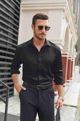 Image of COOFANDY Mens Stretch Dress Shirts Long Sleeve Button Down Shirt Regular Fit Formal Business Shirts