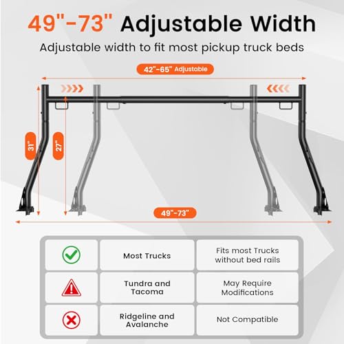 Image of JY PERFORMANCE Truck Bed Ladder Racks, 800 lbs Capacity, Non-Drilling