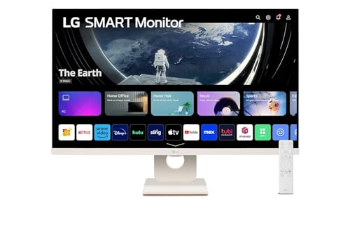 Image of LG 27SR50F 27 inch Full HD (1920 x 1080) IPS Smart Monitor with webOS, ThinQ Home Dashboard, AirPlay 2, Screen Share, Bluetooth, 2xHDMI, 2xUSB, Remote Control, White