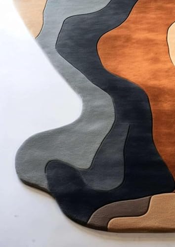 Image of Sifa Carpet Hand Made Natural Woolan Tufted Carpets Irregular Shaped Handmade Area Rugs, for Your Room Multi Color Size 3x5 feet (90x150cm)