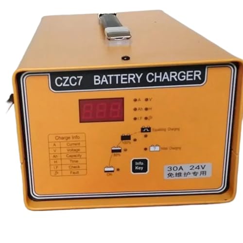 BUTPDYPEP 24V 30A Intelligent Portable Battery Charger,Electric Stacker Pallet Truck Accessories Golf Cart Spare Part Club Car Gadget(AC220V free battery)