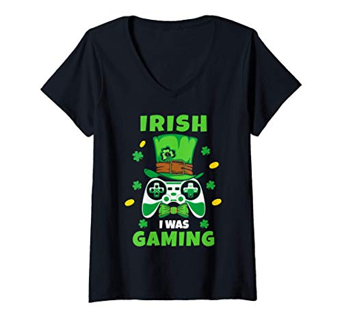Mujer Gamer Irish Games Funny Saint Patrick Day Gamer Boy Men Gift Camiseta Cuello V
