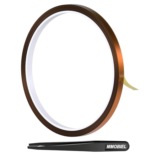 Image of MMOBIEL Heat Tape for Sublimation & Electronics Polyimide Tape 0.25 inch x 100ft (6mm x 30m) - High Temp up to 536F, ESD Tweezer Included - for Heat Press, 3D Printing, Soldering, HVAC