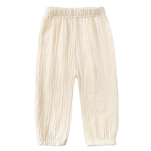 ACSUSS Boys Girls Breathable Cotton Linen Pants Solid Color Harem Sweatpants Summer Casual Bottoms