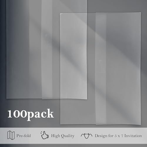 100 peças de jaquetas de veludo para convites de 13 x 18 cm, envoltórios de papel aveludado pré-dobr
