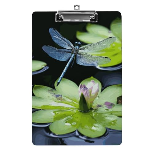 Planche à pince acrylique motif libellule 31,8x21,6 cm accessoire de bureau chic