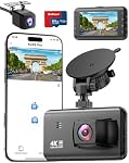 4K Dash Cam Front and Rear Camera,Free 64GB SD Card,4K+1080P Dual Dashcam for Cars, 5G WiFi&App Control,3.0" IPS Car Camera,Night Vision,24H Parking Mode,G-Sensor,Loop Recording(Light Black)