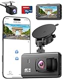 4K Dash Cam Front and Rear Camera,Free 64GB SD Card, 4K+1080P Dual Dashcams for Cars, 5G WiFi & App Control, 3.0" IPS Car Camera, Night Vision, 24H Parking Mode, G-Sensor, Loop Recording