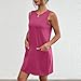 Luhylyana Mini Dresses for Women 2024 Casual Spring Sleeveless Solid Color Tank Dress Sport Tennis Loose Dress with Pockets