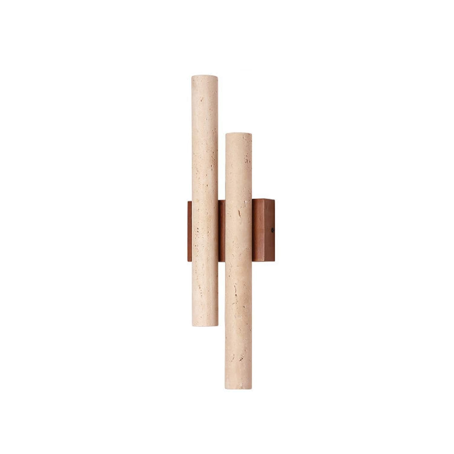 USMJQVZ Yellow Travertine Wall Sconce Wabi Sabi Wall Lamp Industrial Water Pipe Natural Stone Lampshade Japanese Style Marble Wood Lighting Fixture Kitchen Island Bedroom Living Room Hallway