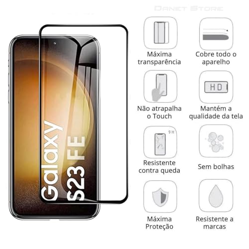 Película De Vidro Temperado 3d Para Samsung Galaxy S23 Fe Full Cover Anti Impactos e Riscos - Danet