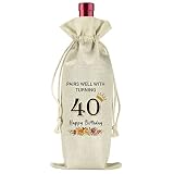 40th Birthday Gifts for Women, 1983 Birthday Party Decoration Wine Favor Bag, Wine Bag Gift for Happ