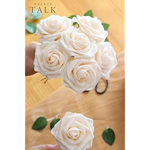 Alternative view of Breeze Talk Künstliche Blumen, 25 Stück, rosafarbene Rosen, realistische künstliche Rosen mit Stiel für DIY Hochzeitssträuße, Tafelaufsätze, Arrangements, Party, Babyparty, Heimdekoration