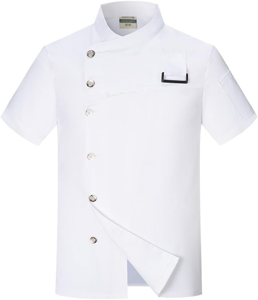 Unisex Short Sleeve Chef Coat Classic Chef Jacket Kitchen Cook Shirt Food Service Working Uniform for Men Women
