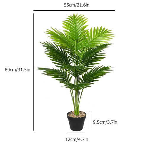 Miniatura 2 de Aivoriuy Plantas Artificiales Con Maceta Palmera Grande Árbol Artificial Plástico De Interior Y Exterior Decoración Para Del Hogar, Oficina, Casa, Balcón, Dormitorio Baño 80cm Alto Palma Grande